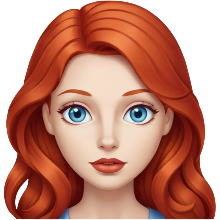 Rousse cheveux long, yeux bleu gris lèvre pulpeuse  emoji