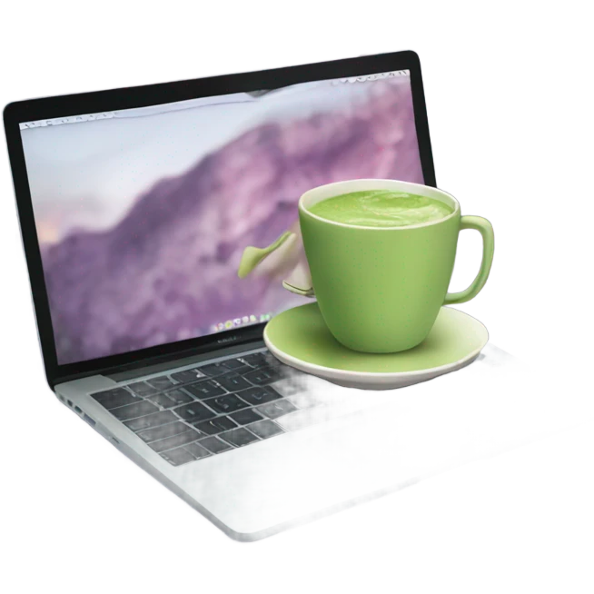 Macbook and matcha emoji