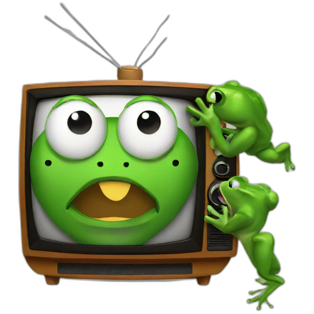 Television boxing 2 frogs emoji
