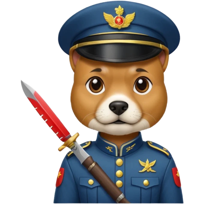 dog chinese soldider with small knife emoji