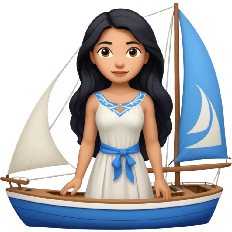 Moana on a sail boat emoji