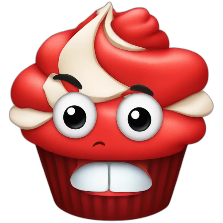 Angry red cupcake emoji