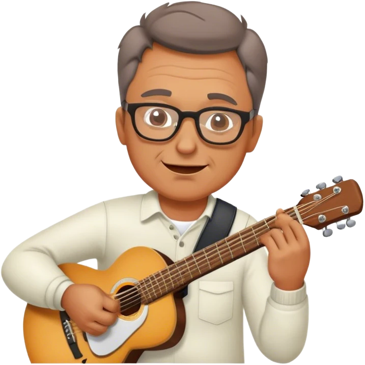 middle-aged man in glasses, musician, instrument, guitar, piano, violin, performance, music, playing, melody, talent, sound, notes, skilled, artist, creativity emoji