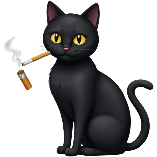 Black cat smoking  emoji
