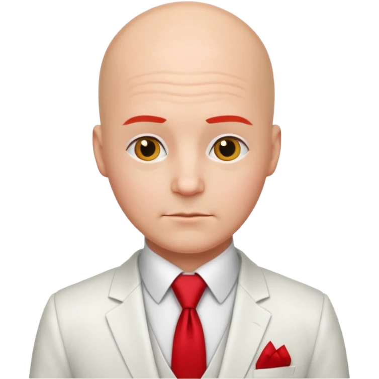 bald with red necktie, white suit emoji