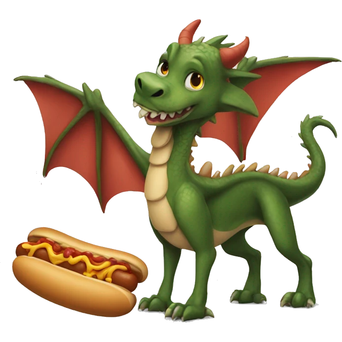 Dragon with dog add hotdog emoji