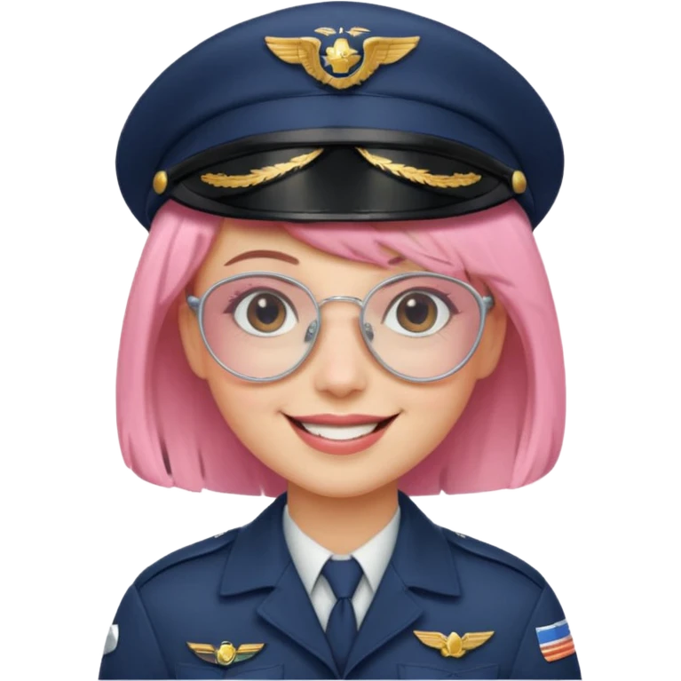 Captain Rosie – pilot with short pastel-pink bob and aviator glasses emoji