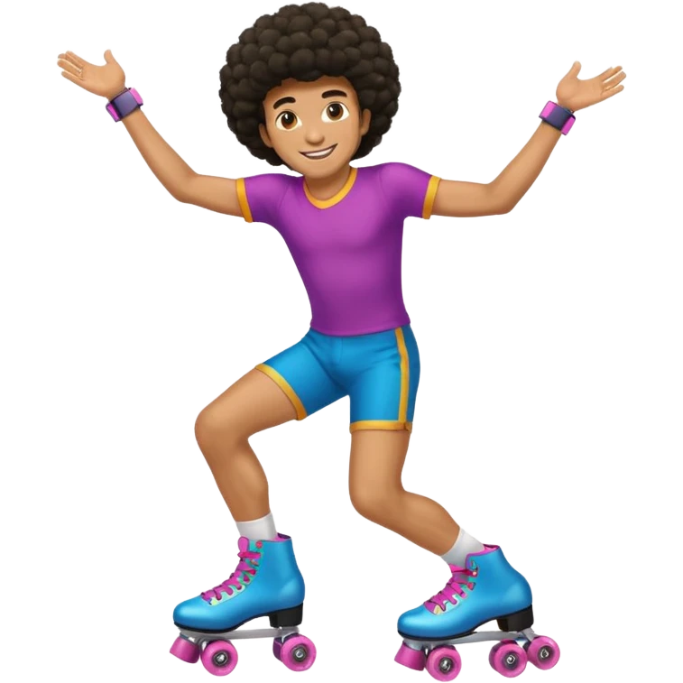 man afro hair disco clothe and roller skate emoji