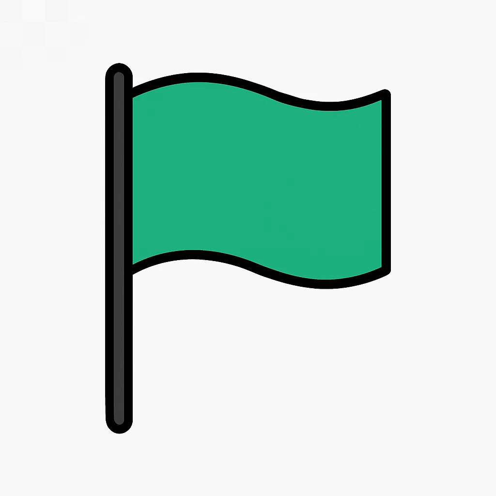 simple iconic green flag on white background emoji