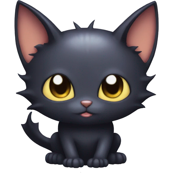 Gorgeous dark bat cat Fakémon full body emoji