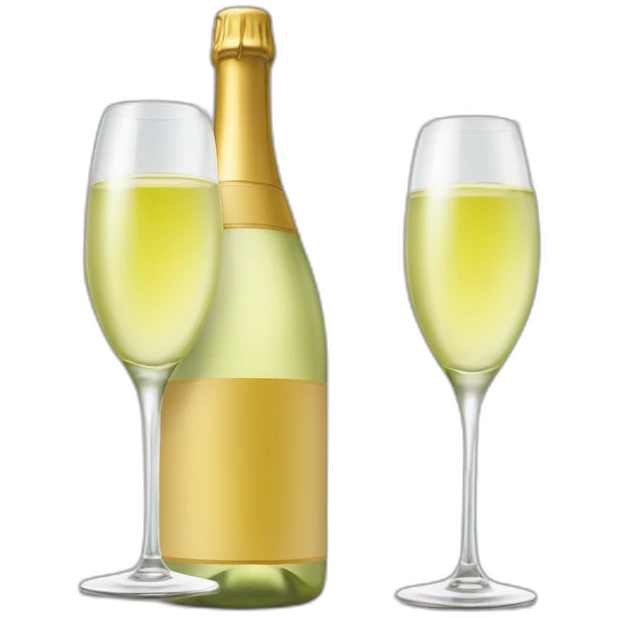 cava logo one big bottle and two same clinking glasses of white wine emoji
