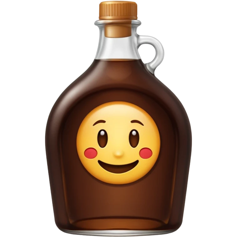 curved medium dark bottle with closed cap, filled with deep brown glossy syrup slightly translucent, no label or decorations, soft lighting, emoji scale emoji