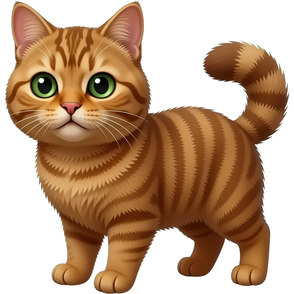 Realistic brown Scottish fold with green eyes emoji