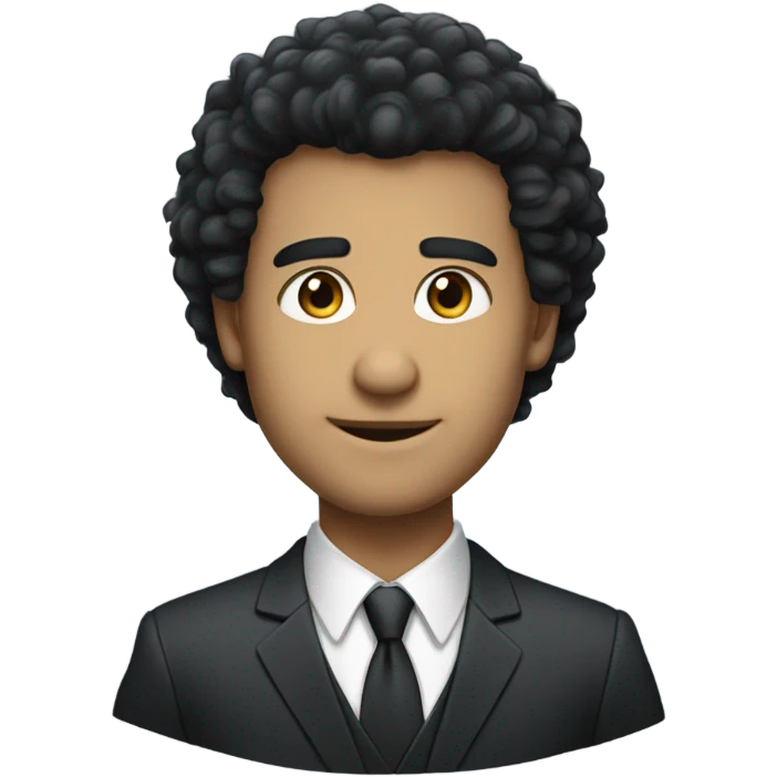 businessman black fluffy hair emoji