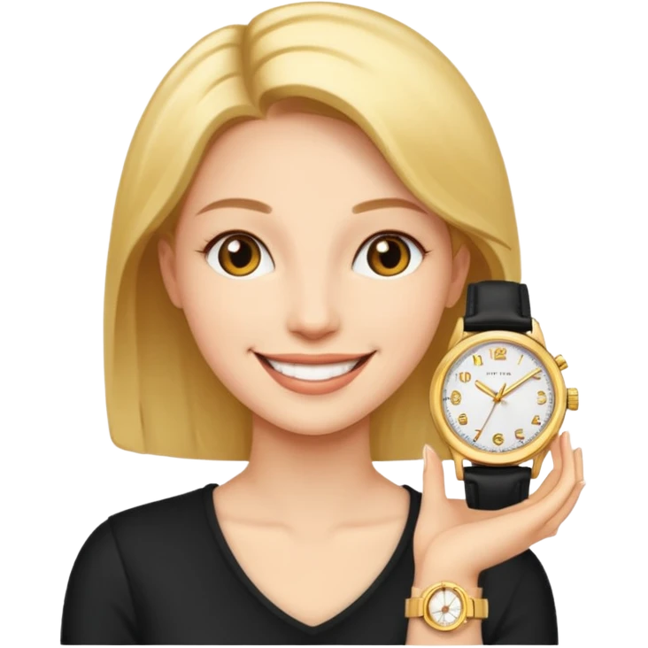 Woman with a gold watch emoji