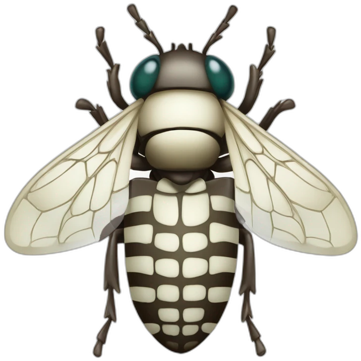 Mosca blanca con 10 alas y 50 patas emoji