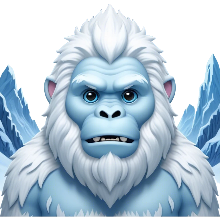 Cinematic Noble Yeti Portrait Emoji, Grand and enigmatic, with a towering, snow-dusted figure in pristine whites and cool blues, exuding ancient, mystical wisdom and stoic majesty, simplified yet exquisitely detailed with frosty textures, glowing with a gentle, icy outline that captures the awe-inspiring presence of a guardian of the frozen wilds! emoji