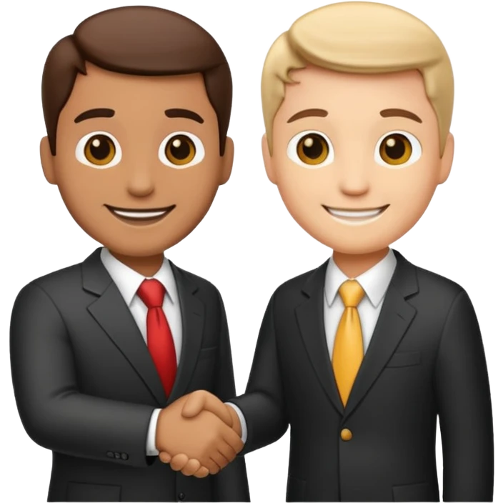 Businessman handshake, iOS emoji style, apple emoji design, clean and simple, no text emoji