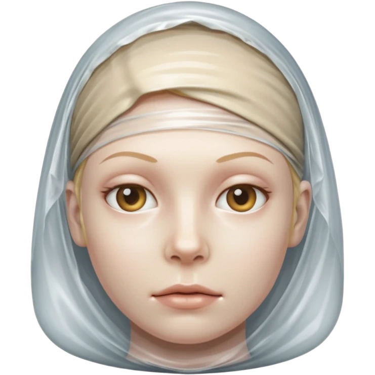 Human head wrapped in plastic wrap emoji