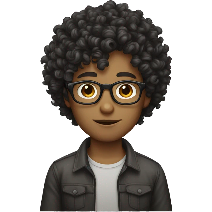 Curly hair boys with glasses emoji