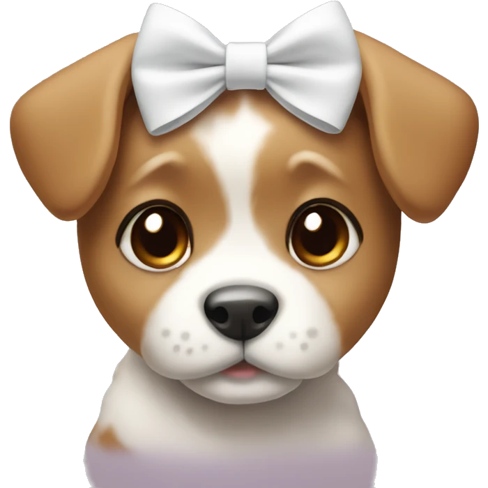 cutest puppy with white bow emoji