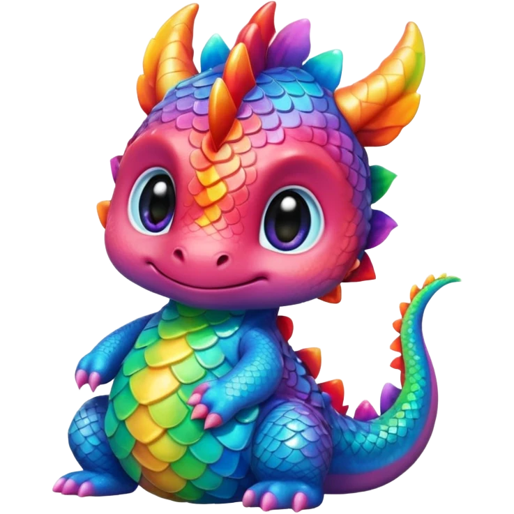 Rainbow cute baby Dragon Kawaii emoji