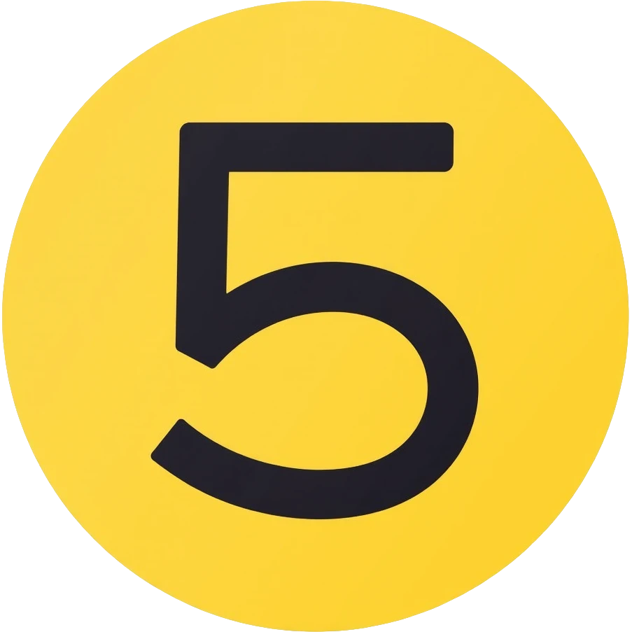 Number 5 on a yellow volumetric background emoji