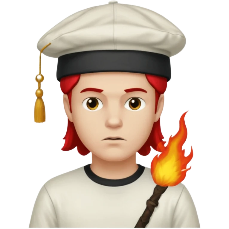 Make Dustin Henderson from Stranger Things with helfire club shirt and thinking cap emoji