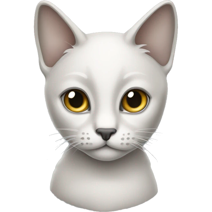 Create a cat whose body colour is white and whose face is grey. Like a Siamese cat.  emoji