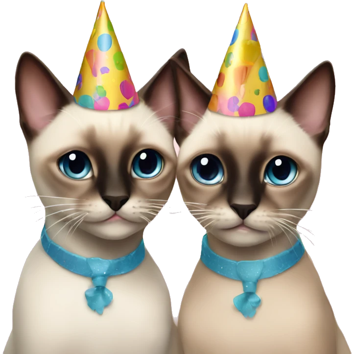 two  siamese cats at a birthday party emoji