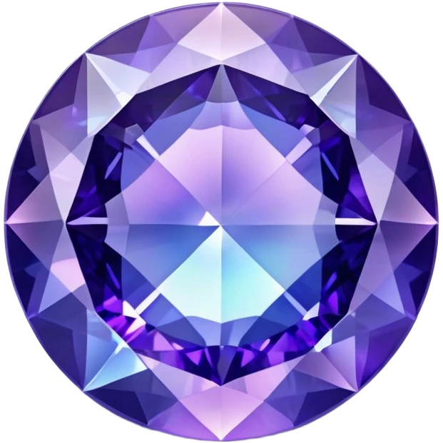 Round brilliant cut tanzanite gemstone with holographic iridescence showing blue and purple hues emoji