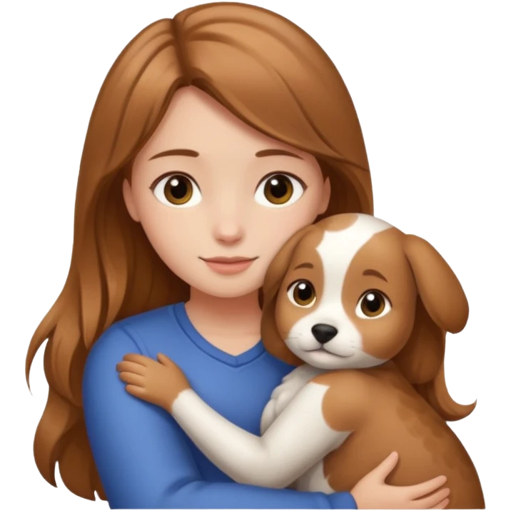 Chica castaña clara con su mascota emoji