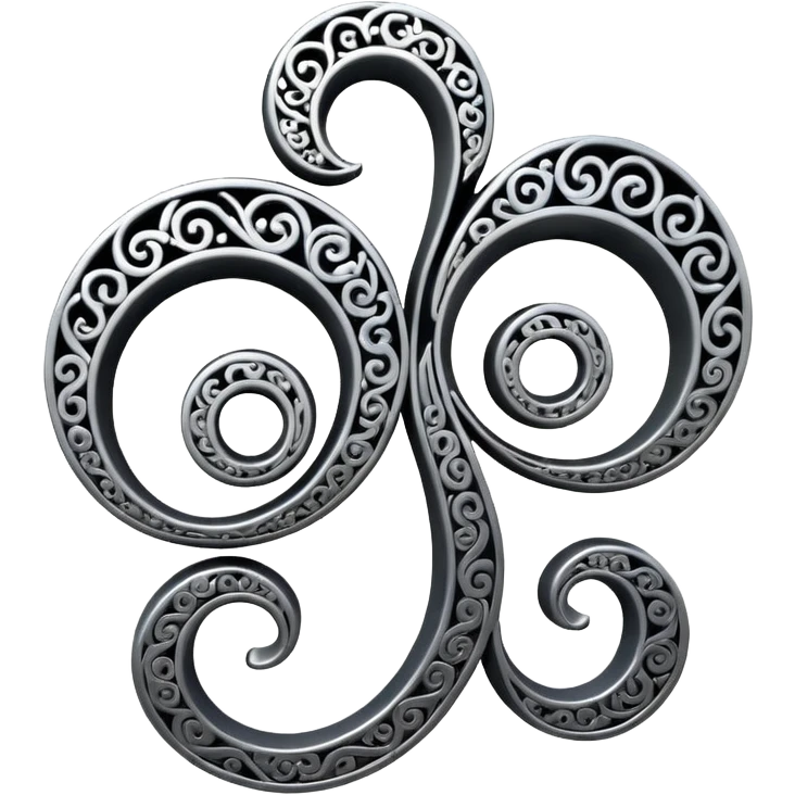 Black and silver filigree design, 3D, extremely detailed design emoji