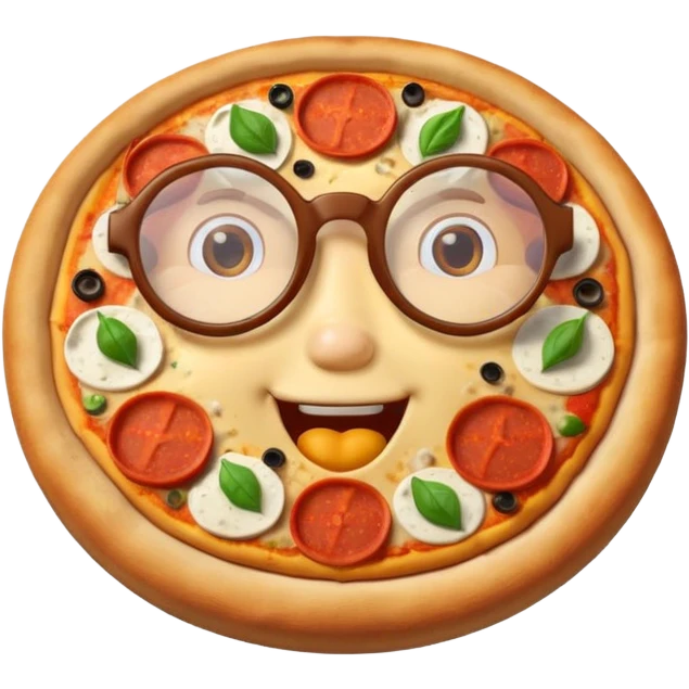 talking pizza with glassess emoji