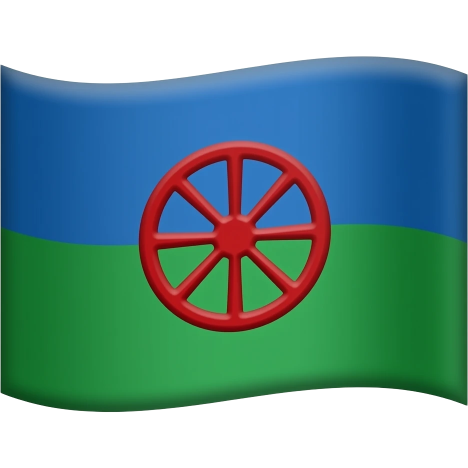 Een vlag blauw boven kan groen onderkant en een roode wiel in het miden emoji