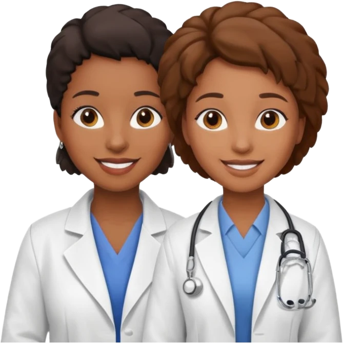 black female doctor and white technician emoji