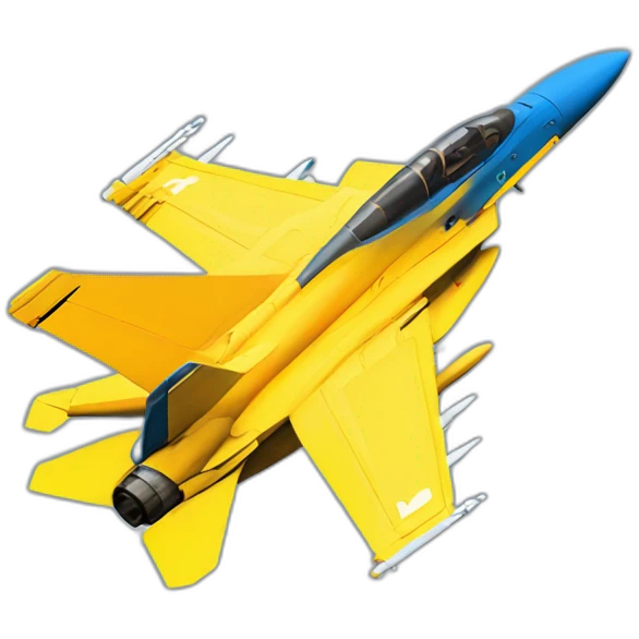 F-18 fighter jet blue and yellow emoji