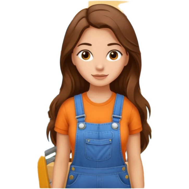 beautiful girl with long brown hair constructing new lounge room emoji