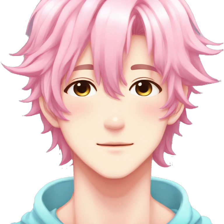 Gorgeous colorful shiny romantic pastel anime style shojo man with blushing face aesthetic and pretty hair trending style emoji
