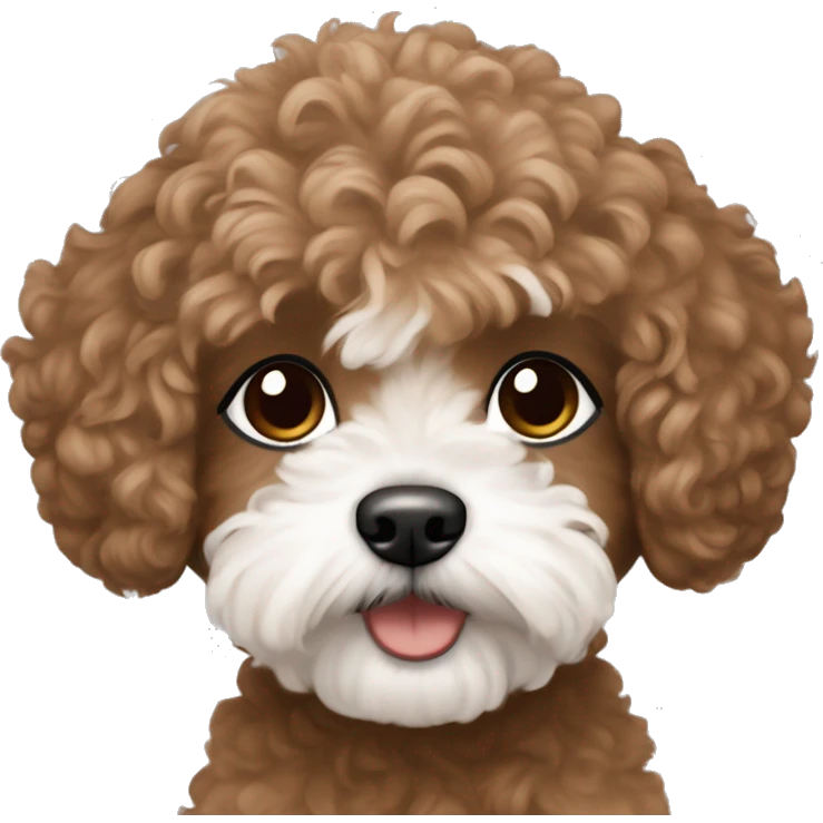 Me (brown hair and eyes) with maltipoo emoji