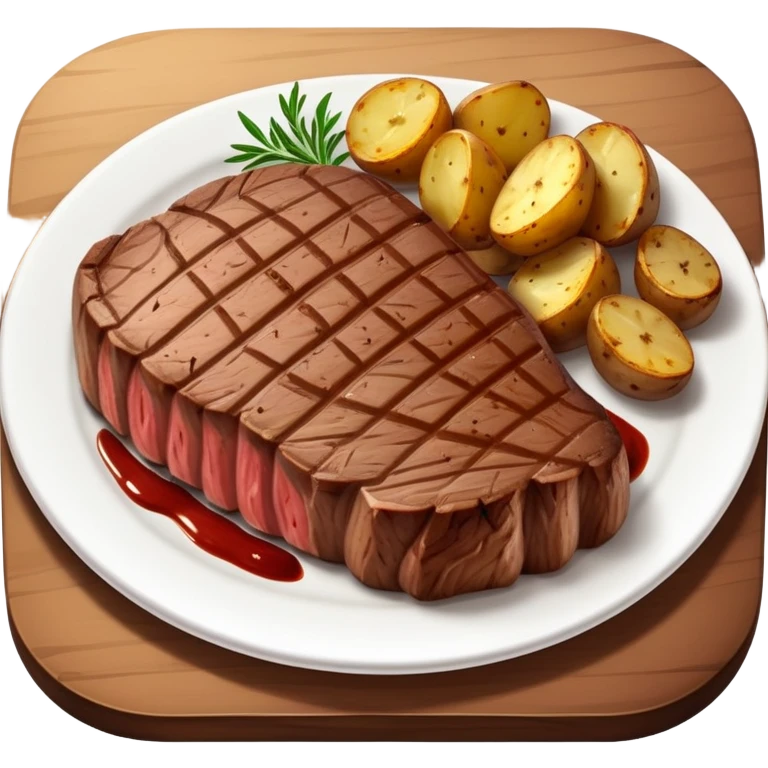 Big juicey stake with potatoes in the side emoji