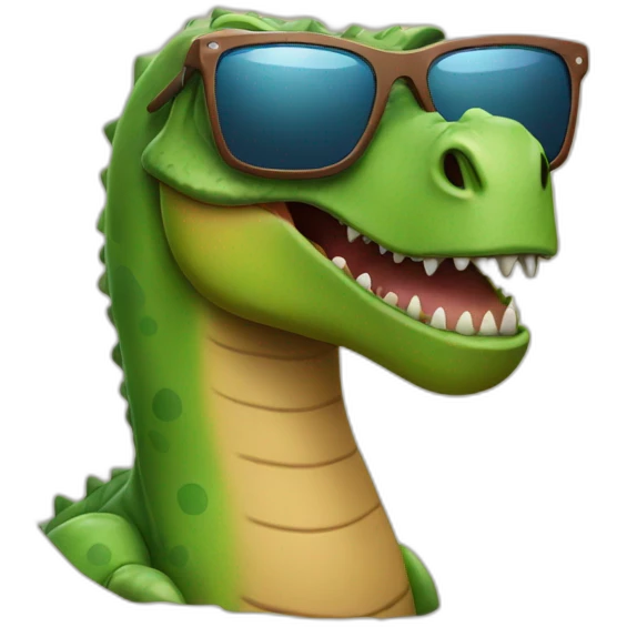 A dinosaur with sunglasses emoji