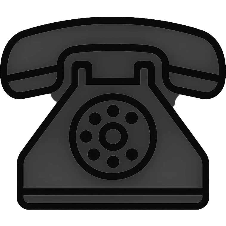 black and white, icon of telephone, minimalistic, thin black border outlines, the design uses thin black outlines for a clean and modern look, white background. c0!0r
 emoji