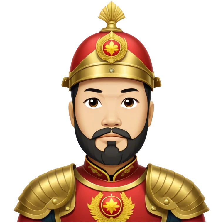 ​Cinematic Realistic Portrait of Trần Hưng Đạo, depicted as a revered Vietnamese general with his characteristic traditional Vietnamese beard and historic armor, his determined gaze illuminated by dramatic historical lighting that evokes his legendary martial spirit and leadership, emoji