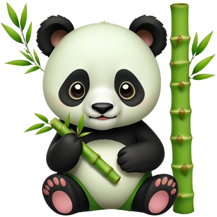 A green panda eating a school emoji