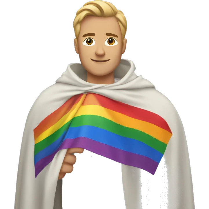David wearing pride flag cape emoji