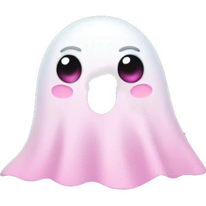 Ghost, many floating pink hearts, she wears a bow on her head emoji