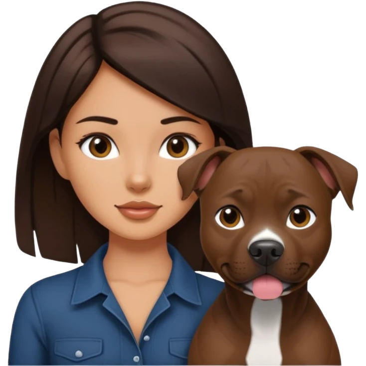 Brunette girl with black pitbull emoji
