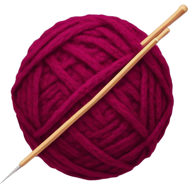 burgundy ball of thread with knitting needles emoji