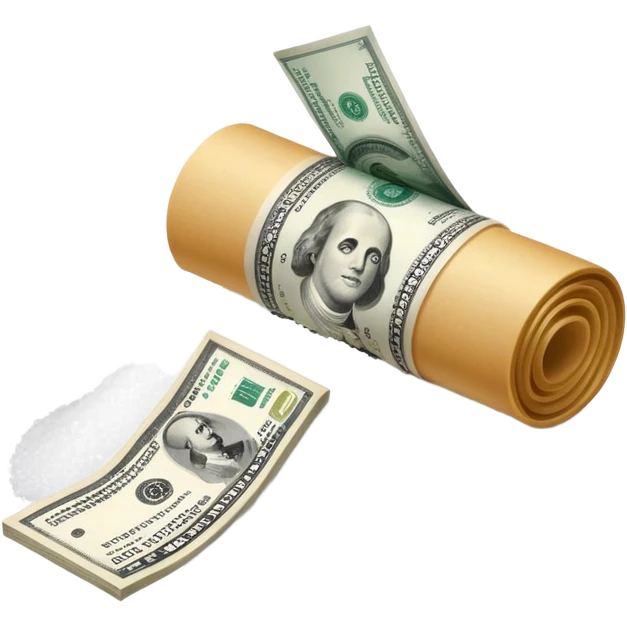 pile of salt with credit card and rolled up dollar bill emoji